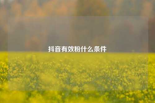 抖音有效粉什么条件